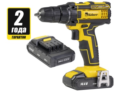 Дрель-шуруповерт аккумуляторная Kolner KCD 14,4В 0-400/0-1450 об/мин 27Нм 2Ач 2 скорости (2аккум) Х - фото в Миди Лтд Изображение товара Дрель-шуруповерт аккумуляторная Kolner KCD 14,4В 0-400/0-1450 об/мин 27Нм 2Ач 2 скорости (2аккум) Х в Миди Лтд