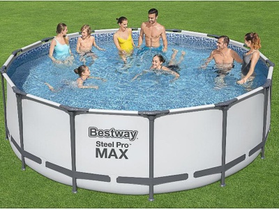 Изображение товара Бассейн каркасный с фильтр-насосом, лестницей и чехлом BESTWAY 427*122см 15232л 5612X в Миди Лтд