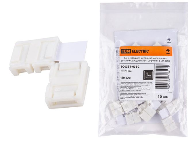Изображение товара Коннектор для жесткого L-соединения светодиодных лент 8мм TDM в Миди Лтд