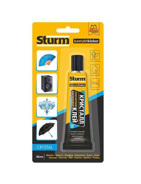Изображение товара Клей контактный «STURM» Кристалл прозрачный 30мл (12шт/уп) в Миди Лтд