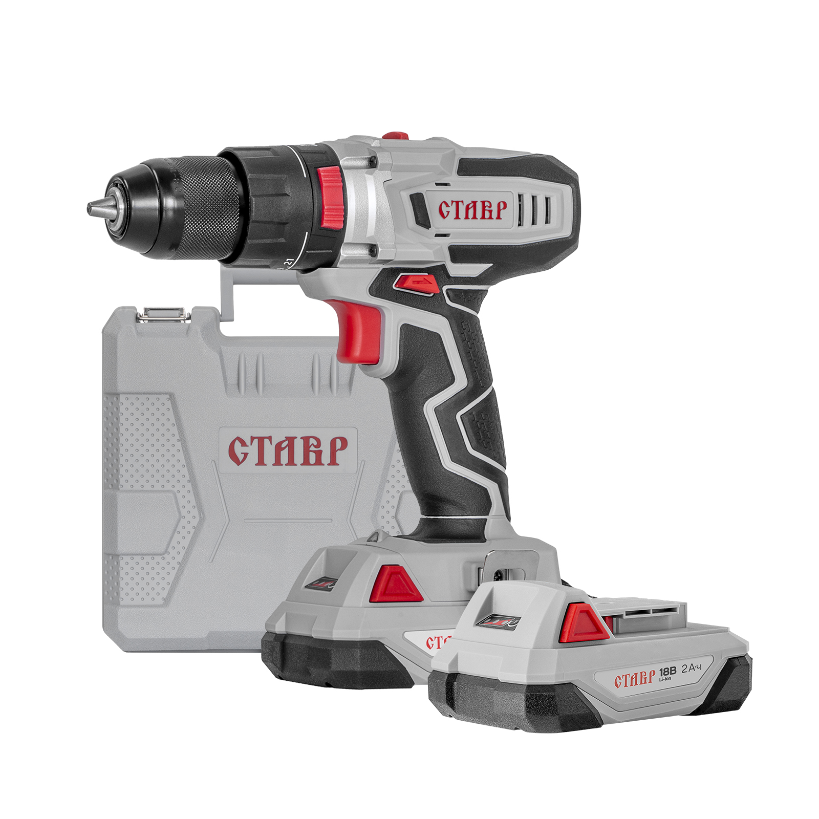 Дрель-шуруповерт аккумуляторная Ставр ДА-18/2УК 18V 0-400/0-1500об/мин (2аккум) кейс - фото в Миди Лтд Изображение товара Дрель-шуруповерт аккумуляторная Ставр ДА-18/2УК 18V 0-400/0-1500об/мин (2аккум) кейс в Миди Лтд