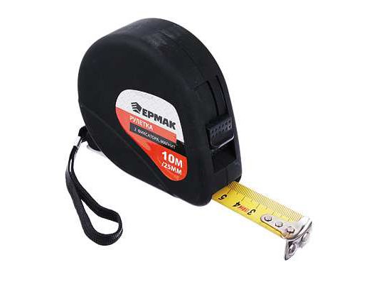 Изображение товара Рулетка 10м*25мм ЕРМАК 2 фиксатора (6шт/уп)(48шт/кор) в Миди Лтд