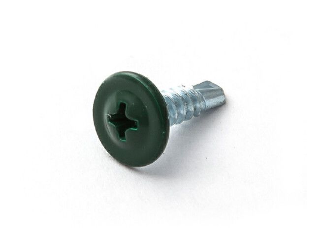 Изображение товара Саморез п/ш зеленый мох 4,2*19 RAL 6005 сверло (250шт/уп) в Миди Лтд