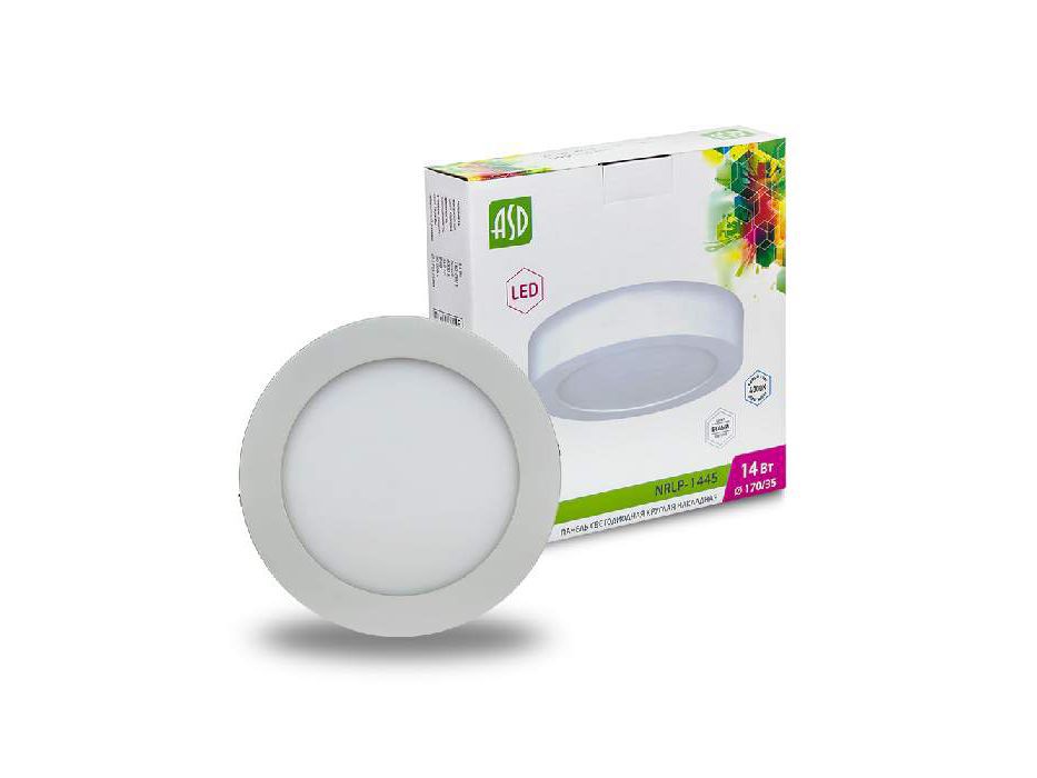 Изображение товара Панель светодиодная круглая NRLP-eco 1445 14Вт 160-260В 4000К 1120Лм 170мм белая накладная IP40  в Миди Лтд