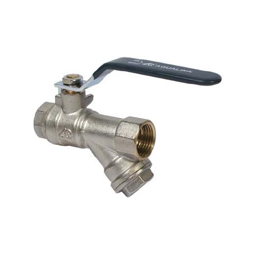 Кран шаровой с фильтром 1/2 г/г бабочка AQualink - фото в Миди Лтд Изображение товара Кран шаровой с фильтром 1/2 г/г бабочка AQualink в Миди Лтд