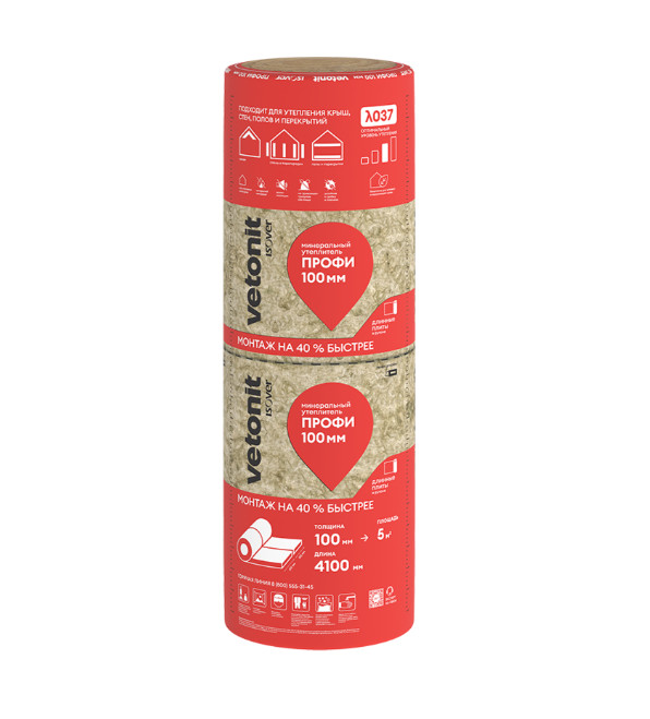 Изображение товара ИЗОВЕР Ветонит Профи (2*610)*4100*100 (5,002кв.м/0,5куб.м) (пал-42рул) (15кг/м3) в Миди Лтд