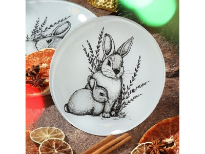 Тарелка десертная стекло круглая 18см Daniks Крольчонок с мамой (48шт/уп) Х - фото в Миди Лтд Изображение товара Тарелка десертная стекло круглая 18см Daniks Крольчонок с мамой (48шт/уп) Х в Миди Лтд