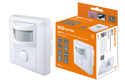 Изображение товара Датчик движения встраиваемый в стену ДДВ-02 1200Bт 10-1800с 9м 10Лк 140гр IP20 TDM в Миди Лтд