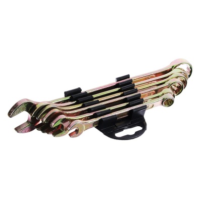 Изображение товара Набор ключей ЕРМАК рожково-накидных  6 предметов 8-17мм желтый цинк в Миди Лтд