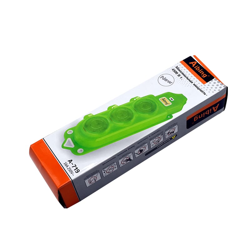 Изображение товара Колодка 3 гнезда влагозащищенная с крышками Aibing A-719 (2шт/уп) в Миди Лтд