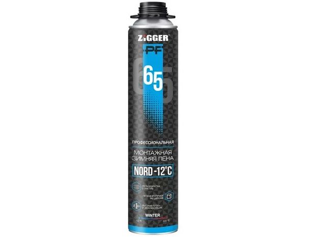 Изображение товара Пена монтажная ZIGGER PF NORD -12C 65л профессиональная зимняя 850мл (12шт/уп) Распродажа! в Миди Лтд