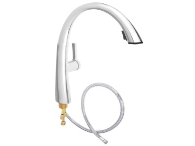 Изображение товара Смеситель для кухни высокий выдвиж. излив,картридж 35мм, гайка, латунь, хром, RAIN Аквамарин    ХХ в Миди Лтд