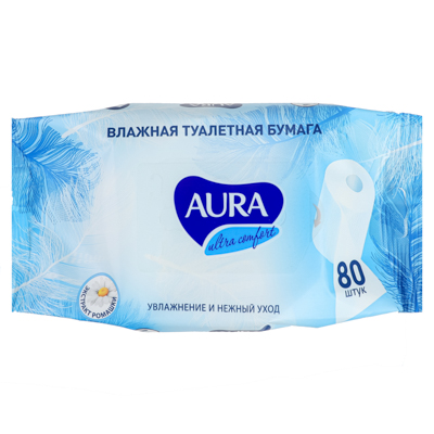 Изображение товара Туалетная бумага влажная AURA ULTRA COMFORT без крышки 80шт   Х в Миди Лтд