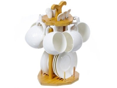 Изображение товара Чайный набор керамика 12 предметов 6 перс 230мл Daniks деревянная подставка (12шт/уп) в Миди Лтд