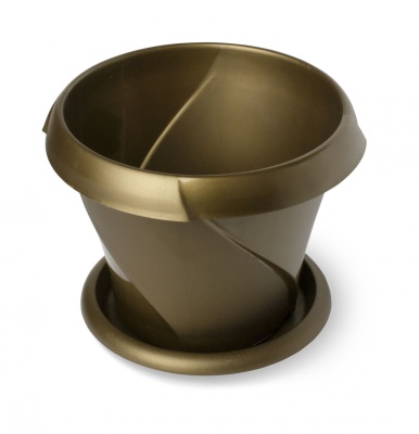Кашпо ФЛОРИАНА с поддоном d135 0.7л золотое (30шт/уп) - фото в Миди Лтд Изображение товара Кашпо ФЛОРИАНА с поддоном d135 0.7л золотое (30шт/уп) в Миди Лтд