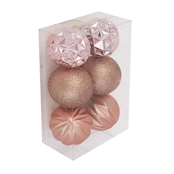 Изображение товара Набор шаров СНОУ БУМ 6см, 6шт, цвет розовый в Миди Лтд