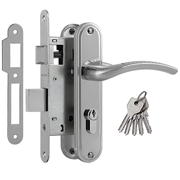 Изображение товара Замок врезной  796А-55 хром с ручкой  в Миди Лтд