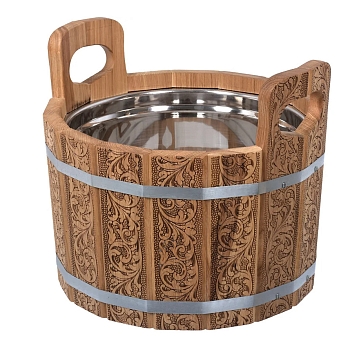 Изображение товара Ушат-шайка Цветочный орнамент с нержавеющей вставкой 10л  в Миди Лтд