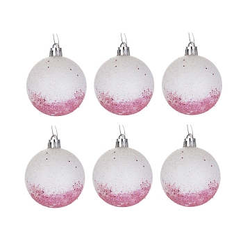 Изображение товара Набор шаров СНОУ БУМ 6см, 6шт, цвет розовый/белый в Миди Лтд