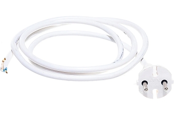 Изображение товара Шнур питания ПВС 2*0,75 1,5м с вилкой б/з белый в Миди Лтд