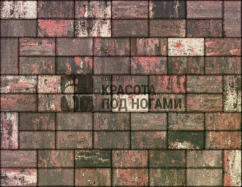 Изображение товара Плитка тротуарная «Кирпичик» марс 50мм (1 ряд- 1,08м2, пал- 15 рядов/16,2м2) в Миди Лтд