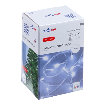 Изображение товара Гирлянда вьюн СНОУ БУМ 100LED 10м свечение белое постоянное ПВХ прозрачный 220В в Миди Лтд