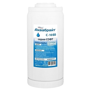 Изображение товара Картридж С-10 ББ для умягчения воды АКВАБРАЙТ BIGBLUE 10d (12шт/уп)  в Миди Лтд