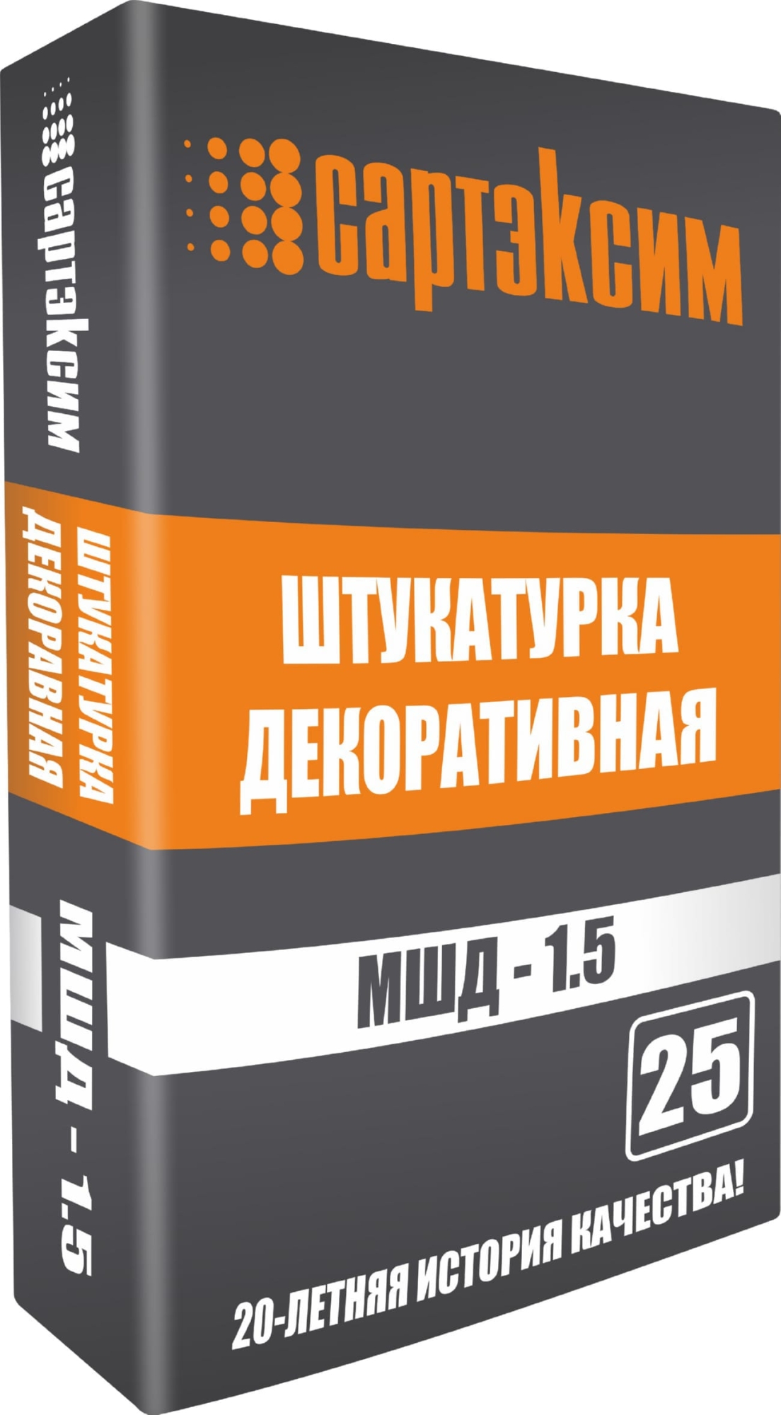 Изображение товара Штукатурка декоративная САРТЭКСИМ Короед серый МШД 1,5мм 25кг (48шт/пал) в Миди Лтд