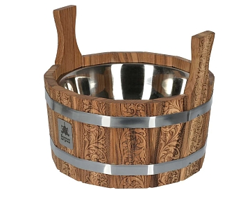 Изображение товара Ушат-шайка Цветочный орнамент с нержавеющей вставкой 5л  в Миди Лтд