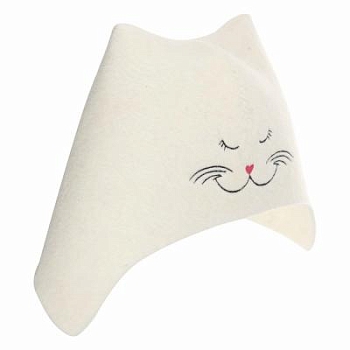 Изображение товара Шапка банная "Кошечка" с вышивкой, фетр белый  в Миди Лтд