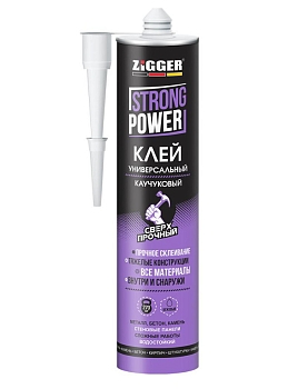 Изображение товара Клей «ZIGGER» STRONG POWER, каучуковый сверхпрочный, бежевый, 380 г, 24шт в Миди Лтд