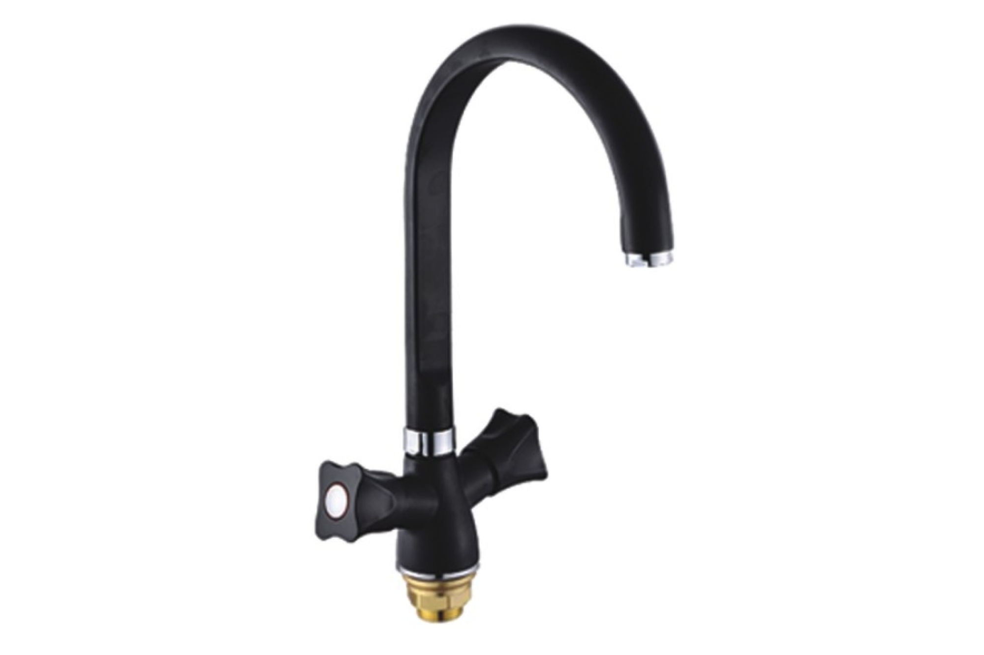 Изображение товара Смеситель для кухни высокий силиконовый излив гайка черный ХХХ в Миди Лтд