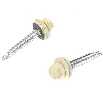Изображение товара Саморез кровельный мет-дер, слоновая кость 4,8*70 RAL 1014 (250шт/уп) в Миди Лтд