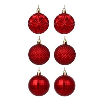 Изображение товара Набор шаров СНОУ БУМ 6см, 6шт, цвет красный в Миди Лтд