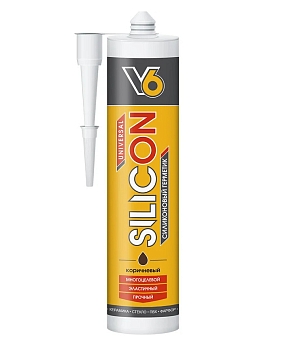 Изображение товара Герметик силиконовый «V6», универсальный, серый, 260 мл, 24шт в Миди Лтд