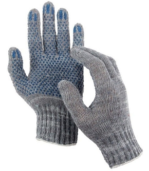 Изображение товара Перчатки х/б 7 нитей 7,5 кл. ПВХ Точка Серые (10шт/уп) (200шт/меш) в Миди Лтд