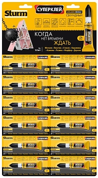 Изображение товара Суперклей «STURM» отрывной 3г (12шт/уп) в Миди Лтд
