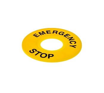 Изображение товара Комплект табличек "Emergency Stop" круг 60мм желтый в Миди Лтд