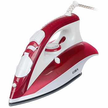 Изображение товара Утюг LEBEN 2200Вт с отпаривателем, подошва- керам. покрытие, бело-вишневый в Миди Лтд