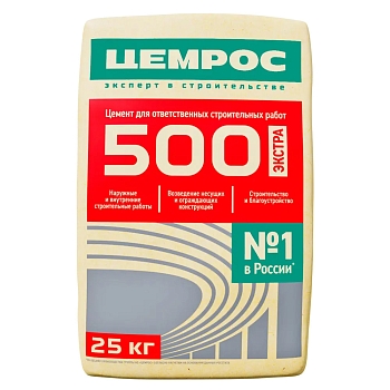 Изображение товара Цемент Евроцемент "ЦЕМРОС" М500 ЦЕМ I 42.5 Н  25кг EXTRA (69шт/пал) в Миди Лтд