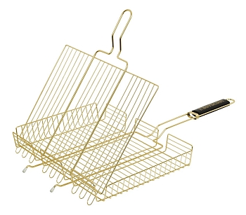 Изображение товара Решетка-гриль BOYSCOUT универсальная большая Gold 42*32*5,5 см+ПОДАРОК веер (8шт/кор) в Миди Лтд