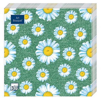 Изображение товара Салфетки бум DESNA BOUQUET 33*33 3сл Ромашки на зеленом(20л) в Миди Лтд