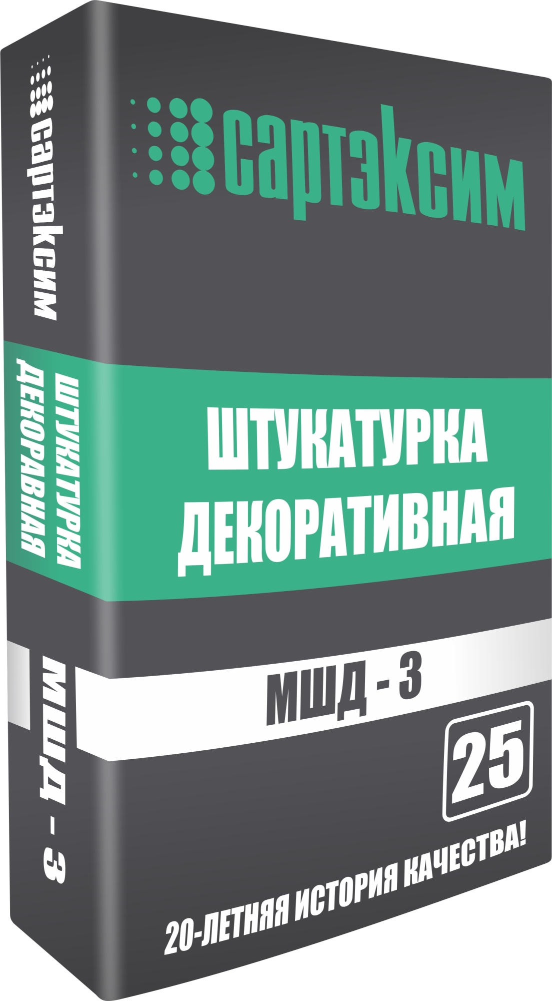 Изображение товара Штукатурка декоративная САРТЭКСИМ Короед серый МШД 3,0мм 25кг (48шт/пал) в Миди Лтд