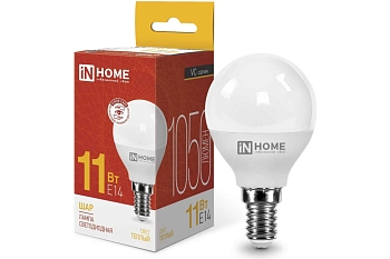 Изображение товара Лампа светодиодная IN HOME LED-ШАР-VC 11Вт 230В Е14 3000К 1050Лм в Миди Лтд