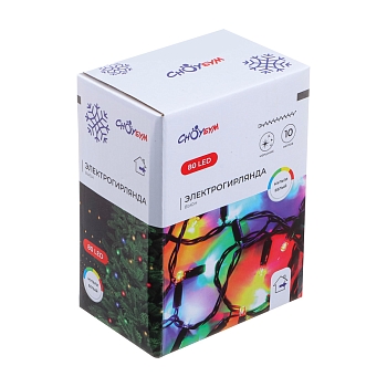 Изображение товара Гирлянда уличная вьюн Сноу Бум 80LED 10м свечение мульти/белый, мерцание, коннектор ПВХ черный 220В в Миди Лтд