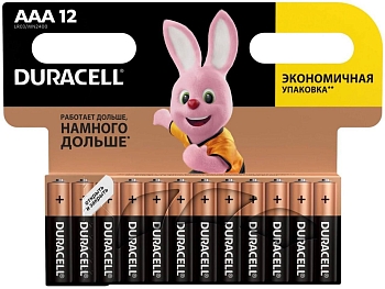 Изображение товара Батарейки DURACELL тип ААA (12шт/уп) в Миди Лтд