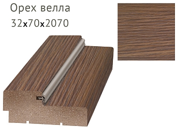 Изображение товара Брус коробочный МДФ экошпон с уплотнителем телескопический орех велла 32*70*2070 в Миди Лтд