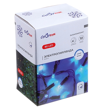 Изображение товара Гирлянда уличная вьюн Сноу Бум 80LED 10м свечение синий/белый, мерцание, коннектор ПВХ черный 220В в Миди Лтд
