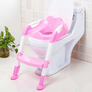Изображение товара Сиденье детское с лесенкой ля унитаза FQUA-Prime BABY "JUMBO" розовое  (3шт/уп) в Миди Лтд